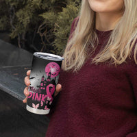 Personalized At Halloween We Think Pink Tumbler Cup Pink Ribbon Butterflies - Wonder Print Shop