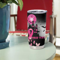 Personalized At Halloween We Think Pink Tumbler Cup Pink Ribbon Butterflies - Wonder Print Shop