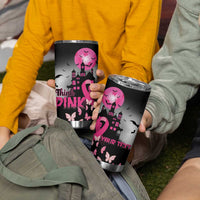 Personalized At Halloween We Think Pink Tumbler Cup Pink Ribbon Butterflies - Wonder Print Shop