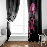 At Halloween We Think Pink Window Curtain Pink Ribbon Butterflies - Wonder Print Shop