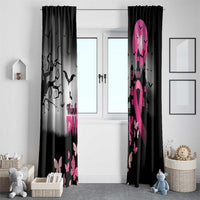 At Halloween We Think Pink Window Curtain Pink Ribbon Butterflies - Wonder Print Shop