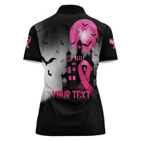 Personalized At Halloween We Think Pink Women Polo Shirt Pink Ribbon Butterflies - Wonder Print Shop