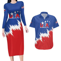 Custom USA Soccer Couples Matching Long Sleeve Bodycon Dress and Hawaiian Shirt Always Possible Todo Es Posible - Wonder Print Shop
