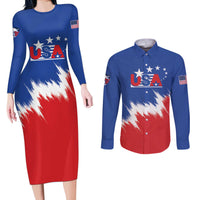 Custom USA Soccer Couples Matching Long Sleeve Bodycon Dress and Long Sleeve Button Shirt Always Possible Todo Es Posible - Wonder Print Shop