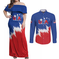 Custom USA Soccer Couples Matching Off Shoulder Maxi Dress and Long Sleeve Button Shirt Always Possible Todo Es Posible - Wonder Print Shop