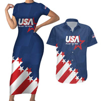 Custom USA Soccer Couples Matching Short Sleeve Bodycon Dress and Hawaiian Shirt Play To Win - Wonder Print Shop