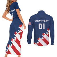 Custom USA Soccer Couples Matching Short Sleeve Bodycon Dress and Long Sleeve Button Shirt Play To Win - Wonder Print Shop