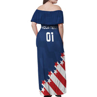 Custom USA Soccer Family Matching Off Shoulder Maxi Dress and Hawaiian Shirt Play To Win - Wonder Print Shop