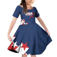 Custom USA Soccer Family Matching Off Shoulder Short Dress and Hawaiian Shirt Play To Win - Wonder Print Shop