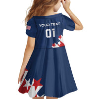 Custom USA Soccer Family Matching Off Shoulder Short Dress and Hawaiian Shirt Play To Win - Wonder Print Shop