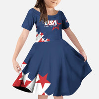 Custom USA Soccer Family Matching Short Sleeve Bodycon Dress and Hawaiian Shirt Play To Win - Wonder Print Shop