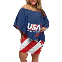 Custom USA Soccer Off Shoulder Short Dress Play To Win - Wonder Print Shop