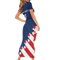 Custom USA Soccer Short Sleeve Bodycon Dress Play To Win - Wonder Print Shop