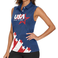 Custom USA Soccer Women Sleeveless Polo Shirt Play To Win - Wonder Print Shop
