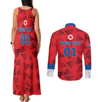 Custom North Korea Football Couples Matching Tank Maxi Dress and Long Sleeve Button Shirt Go Champion - Wonder Print Shop