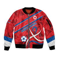 Custom North Korea Football Sleeve Zip Bomber Jacket Go Champion - Wonder Print Shop