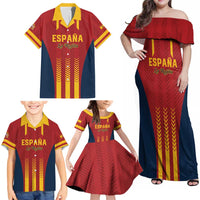 Custom Spain Football Family Matching Off Shoulder Maxi Dress and Hawaiian Shirt Go La Rojita - Wonder Print Shop