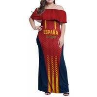 Custom Spain Football Family Matching Off Shoulder Maxi Dress and Hawaiian Shirt Go La Rojita - Wonder Print Shop