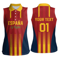 Custom Spain Football Women Sleeveless Polo Shirt Go La Rojita - Wonder Print Shop