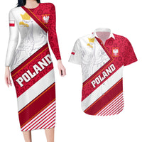 Poland Independence Day Couples Matching Long Sleeve Bodycon Dress and Hawaiian Shirt Polska White Eagle Polish Floral Pattern - Wonder Print Shop