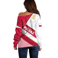 Poland Independence Day Off Shoulder Sweater Polska White Eagle Polish Floral Pattern - Wonder Print Shop