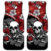 Hawaii Halloween Car Mats Hibiscus Skull Kakau Pattern - Wonder Print Shop