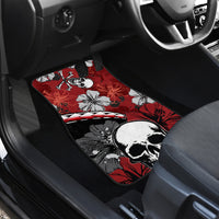 Hawaii Halloween Car Mats Hibiscus Skull Kakau Pattern - Wonder Print Shop