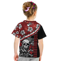 Hawaii Halloween Kid T Shirt Hibiscus Skull Kakau Pattern - Wonder Print Shop