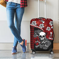 Hawaii Halloween Luggage Cover Hibiscus Skull Kakau Pattern - Wonder Print Shop