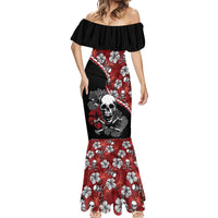Hawaii Halloween Mermaid Dress Hibiscus Skull Kakau Pattern - Wonder Print Shop