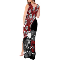 Hawaii Halloween Tank Maxi Dress Hibiscus Skull Kakau Pattern - Wonder Print Shop