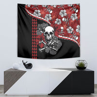 Hawaii Halloween Tapestry Hibiscus Skull Kakau Pattern - Wonder Print Shop