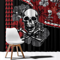 Hawaii Halloween Window Curtain Hibiscus Skull Kakau Pattern - Wonder Print Shop