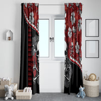 Hawaii Halloween Window Curtain Hibiscus Skull Kakau Pattern - Wonder Print Shop