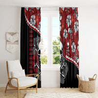 Hawaii Halloween Window Curtain Hibiscus Skull Kakau Pattern - Wonder Print Shop