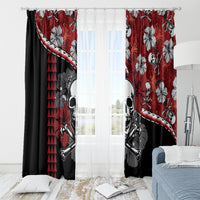 Hawaii Halloween Window Curtain Hibiscus Skull Kakau Pattern - Wonder Print Shop
