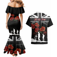 Remembrance Day Couples Matching Mermaid Dress and Hawaiian Shirt Lest We Forget Poppy Flower - Wonder Print Shop