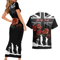 Remembrance Day Couples Matching Short Sleeve Bodycon Dress and Hawaiian Shirt Lest We Forget Poppy Flower - Wonder Print Shop
