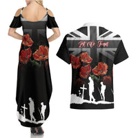 Remembrance Day Couples Matching Summer Maxi Dress and Hawaiian Shirt Lest We Forget Poppy Flower - Wonder Print Shop