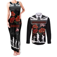Remembrance Day Couples Matching Tank Maxi Dress and Long Sleeve Button Shirts Lest We Forget Poppy Flower - Wonder Print Shop