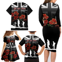 Remembrance Day Family Matching Long Sleeve Bodycon Dress and Hawaiian Shirt Lest We Forget Poppy Flower - Wonder Print Shop