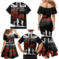 Remembrance Day Family Matching Mermaid Dress and Hawaiian Shirt Lest We Forget Poppy Flower - Wonder Print Shop