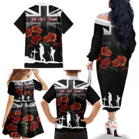 Remembrance Day Family Matching Off Shoulder Long Sleeve Dress and Hawaiian Shirt Lest We Forget Poppy Flower - Wonder Print Shop
