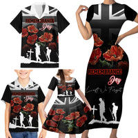 Remembrance Day Family Matching Short Sleeve Bodycon Dress and Hawaiian Shirt Lest We Forget Poppy Flower - Wonder Print Shop
