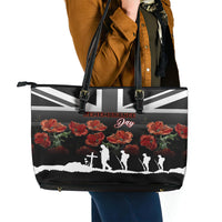 Remembrance Day Leather Tote Bag Lest We Forget Poppy Flower - Wonder Print Shop