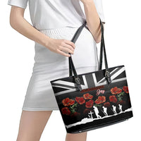 Remembrance Day Leather Tote Bag Lest We Forget Poppy Flower - Wonder Print Shop