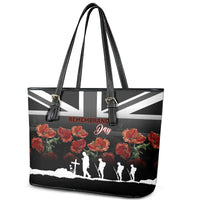 Remembrance Day Leather Tote Bag Lest We Forget Poppy Flower - Wonder Print Shop
