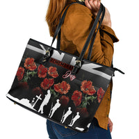 Remembrance Day Leather Tote Bag Lest We Forget Poppy Flower - Wonder Print Shop