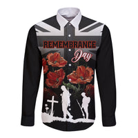 Remembrance Day Long Sleeve Button Shirt Lest We Forget Poppy Flower - Wonder Print Shop