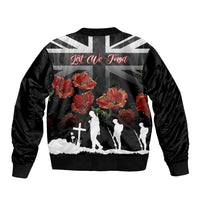 Remembrance Day Sleeve Zip Bomber Jacket Lest We Forget Poppy Flower - Wonder Print Shop